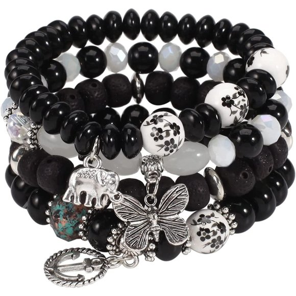 * New Bohemian Bracelets for Women Stretch Multilayer Colorful Beads Bra…